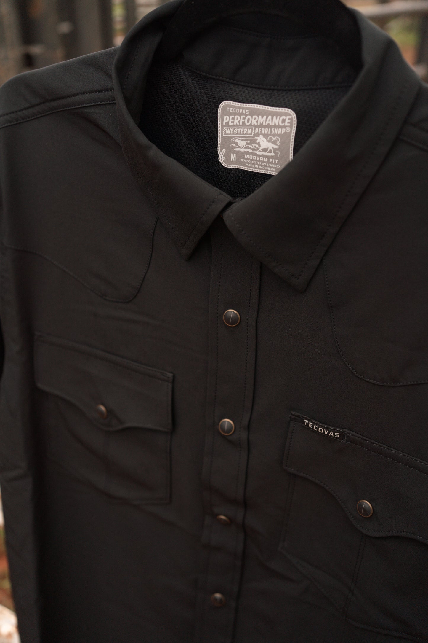 Tecovas Performance Western Snap Solid Black