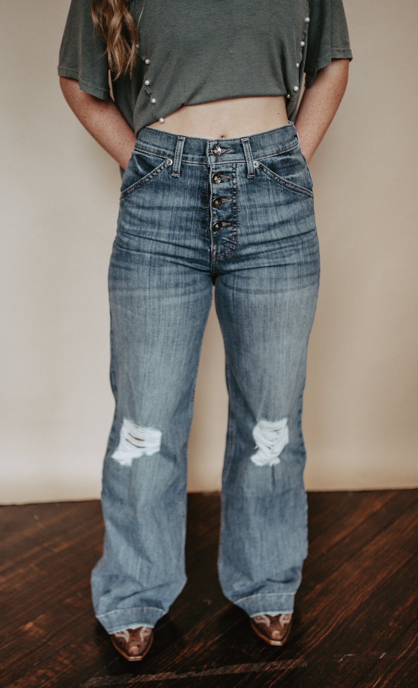 Skylar Medium Stonewash Wide Leg Jean