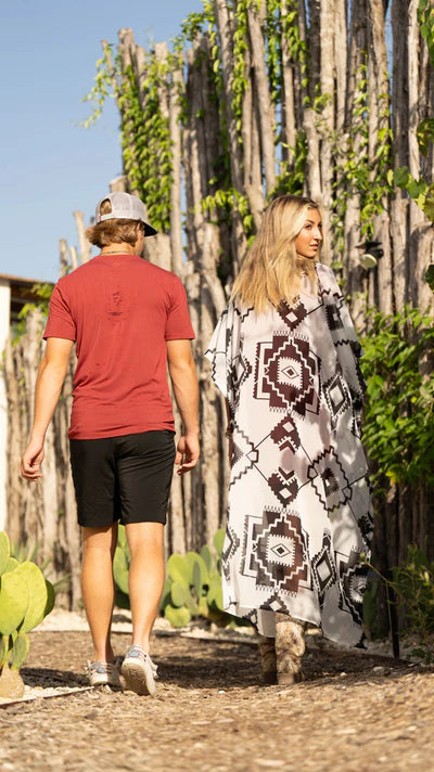 Black & White Aztec Kimono Coverup