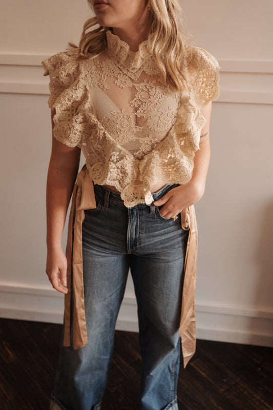 Lora Cream Lace Sleeveless Top