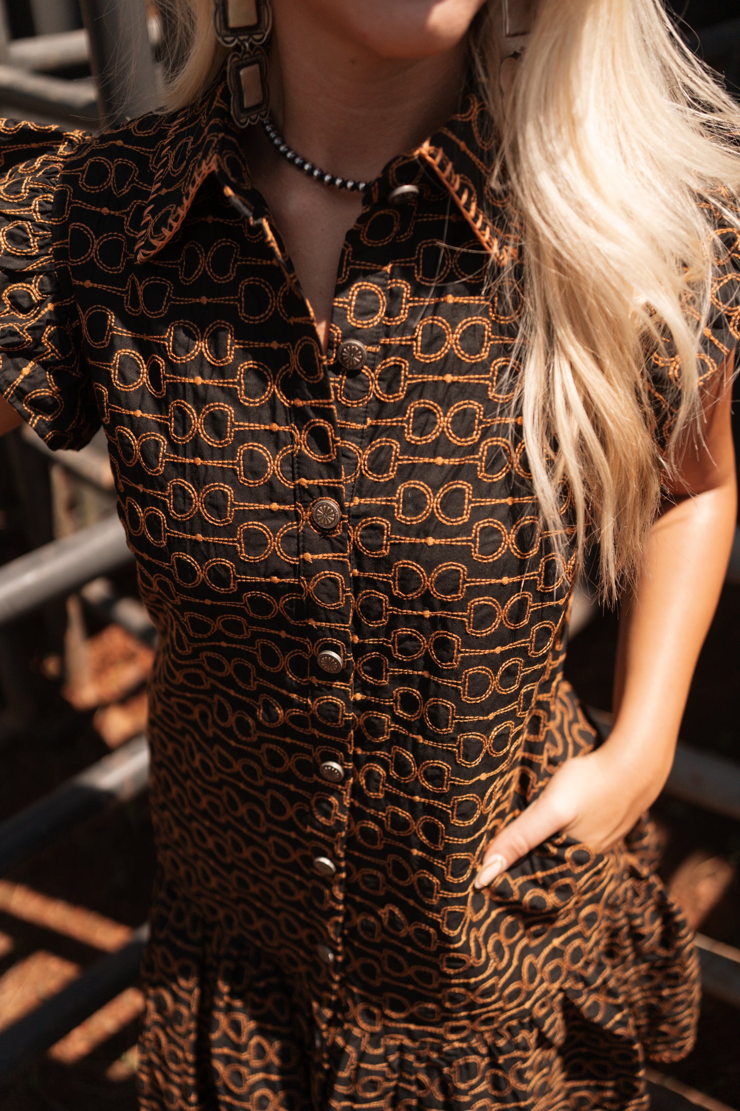 Horse Bit Black Ruffle Dress