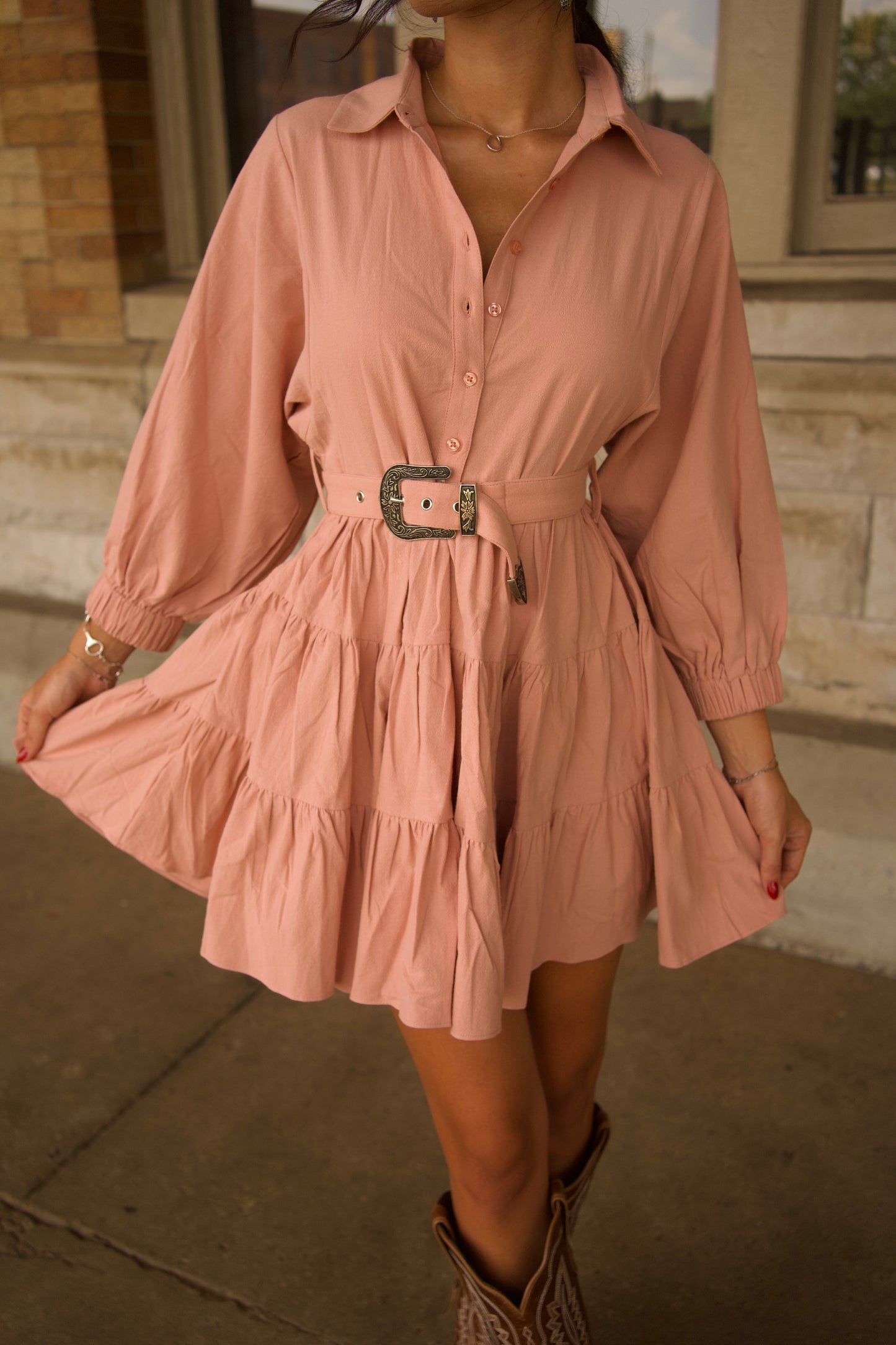 Rose Ruffle Mini Dress