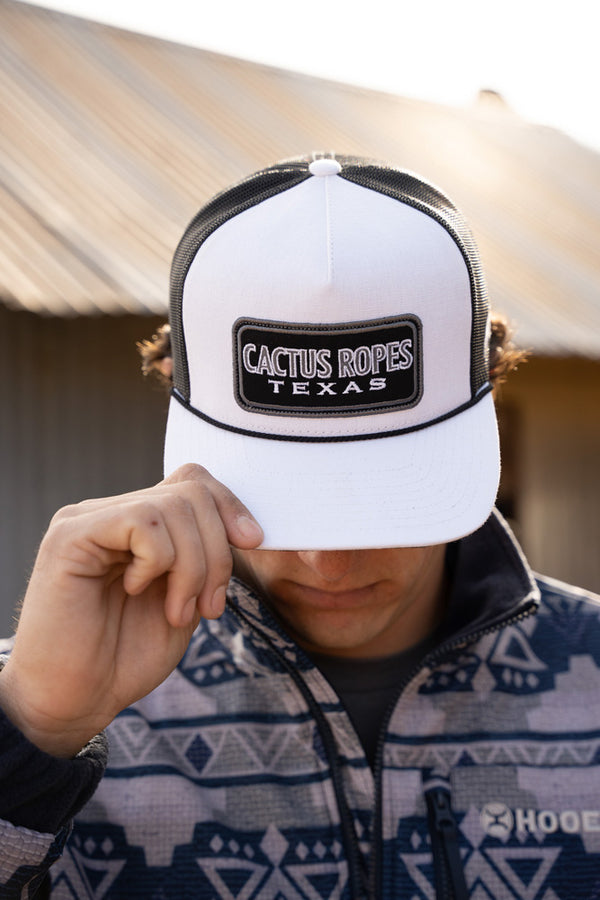 Hooey Cactus Ropes 5 Panel Trucker Hat White