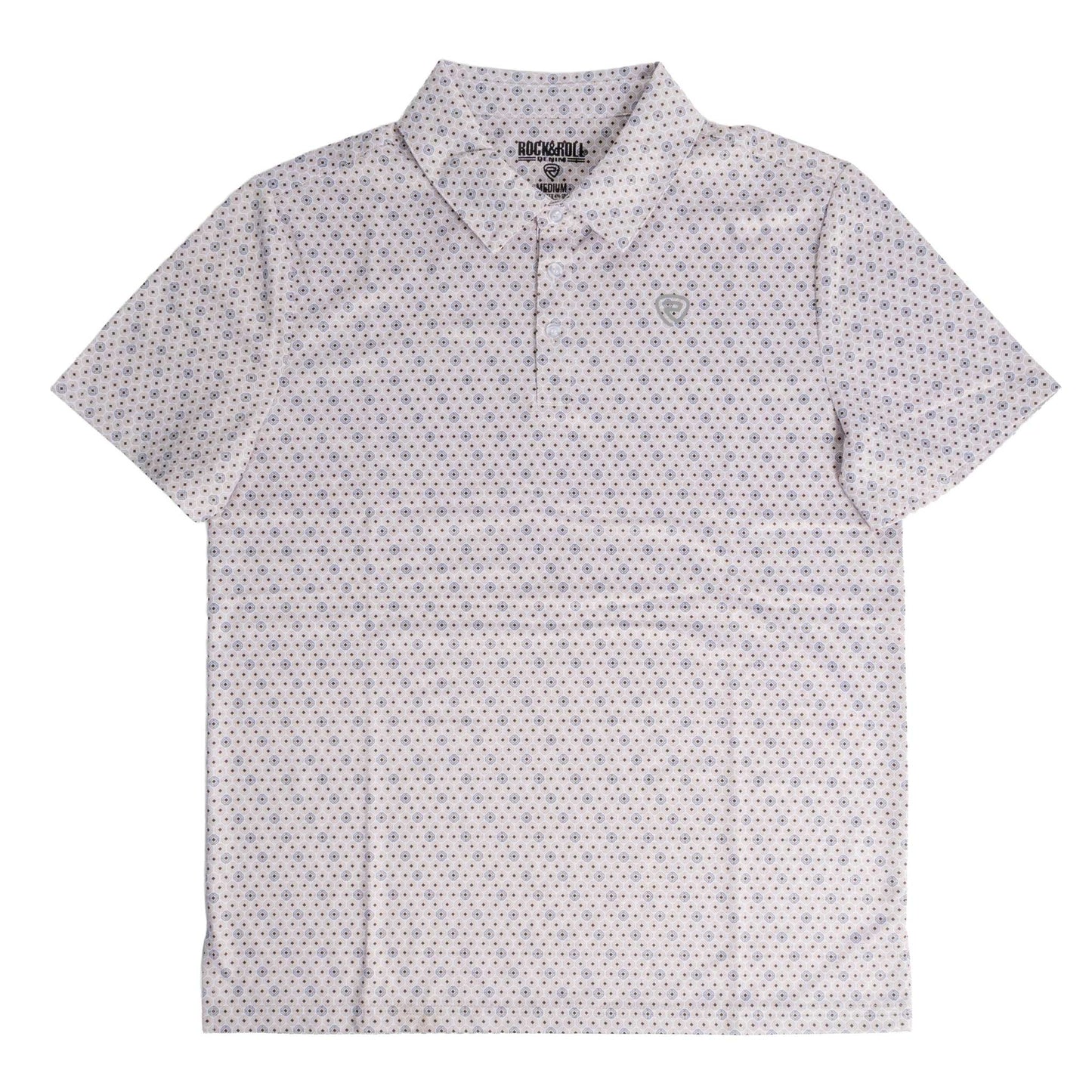 Rock & Roll Geo Print Polo White