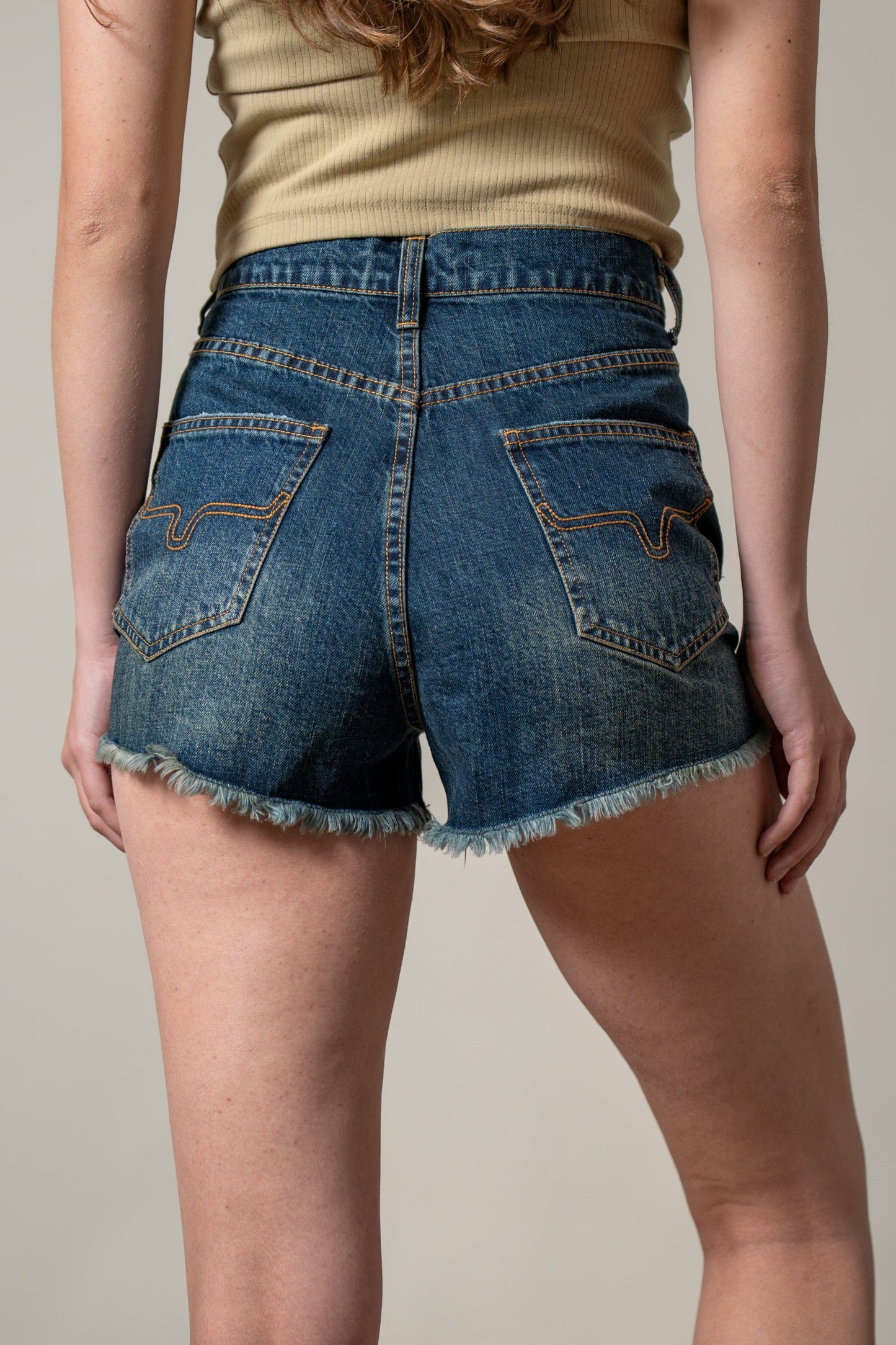 Kimes Daisy Dark Wash Distressed Shorts