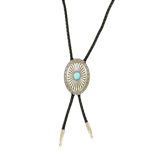 Oval Flower Concho Bolo Tie