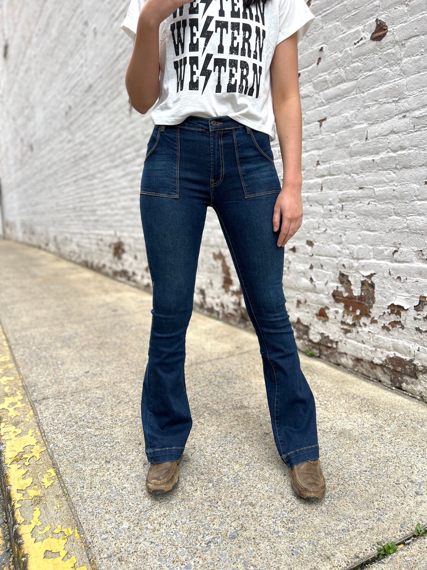 June Dark Wash High Waisted Flare Jeans