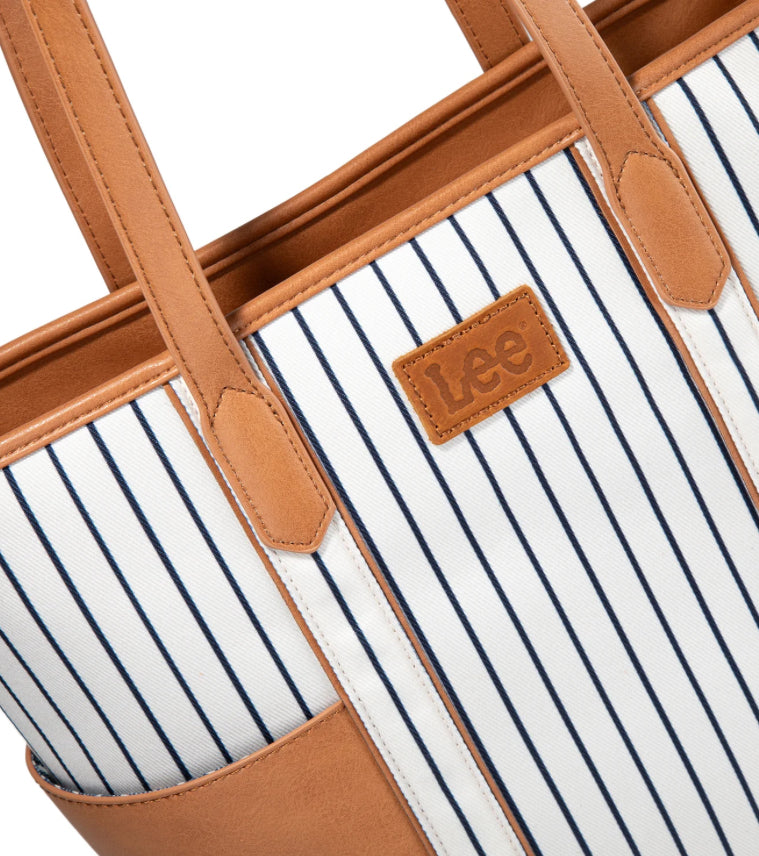 LEE Stripe Collection Shoulder Denim Canvas Tote Bag