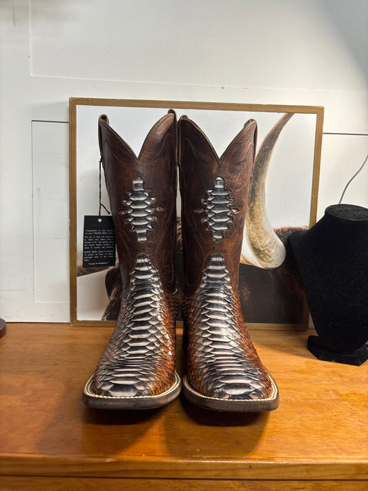 Black Jack Python Cowboy Boots - Rust Dyed Triad