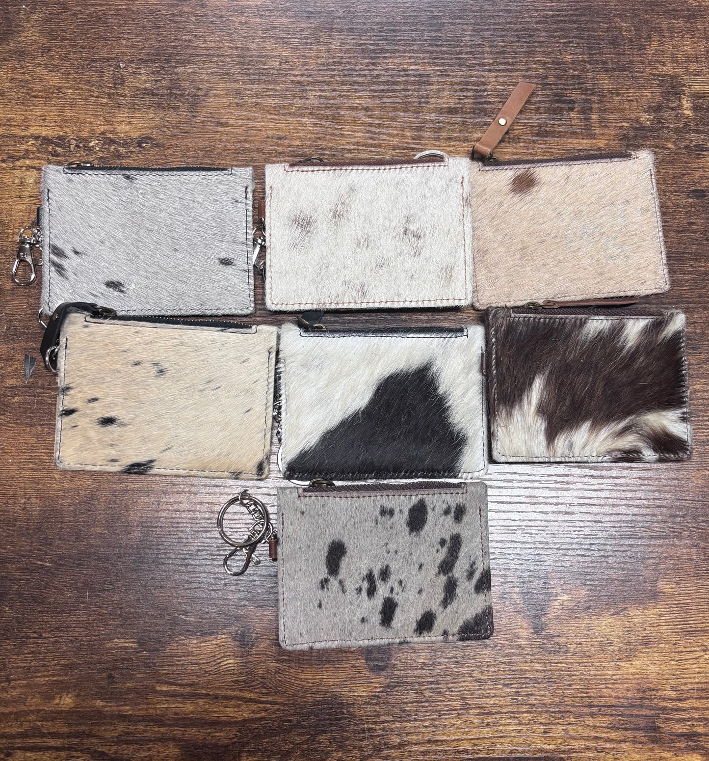 Cowhide Card/Change Holder Keychain