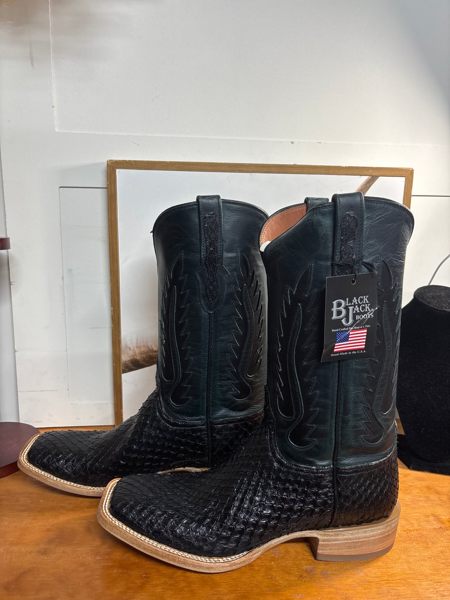 Black Jack Anaconda Snake Black Boots
