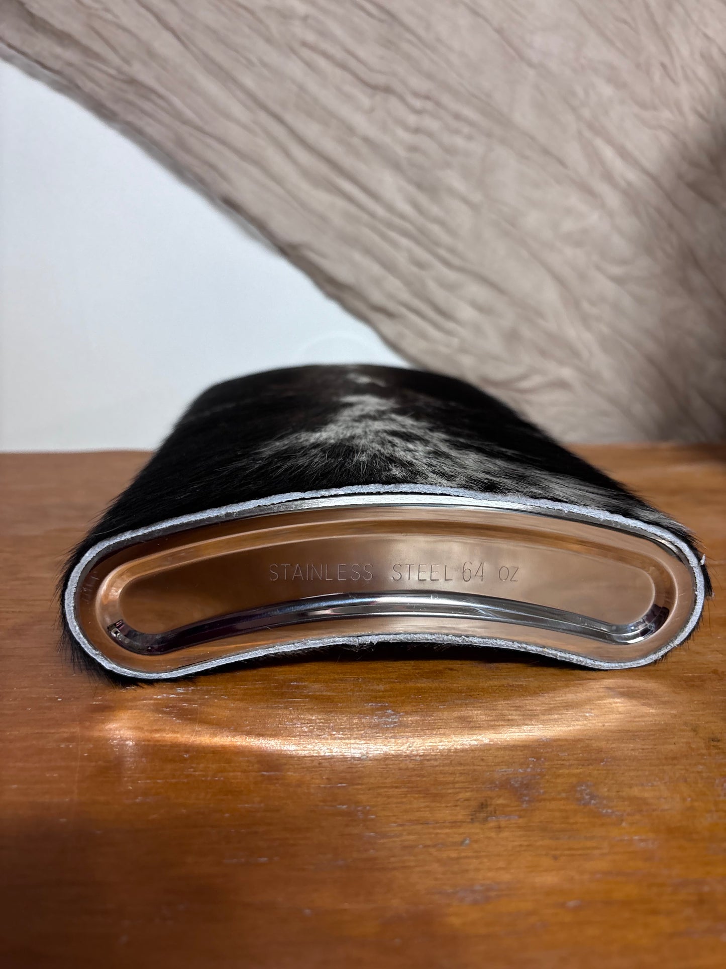 Cowhide Stainless Steel Flask 64oz Dark Chocolate