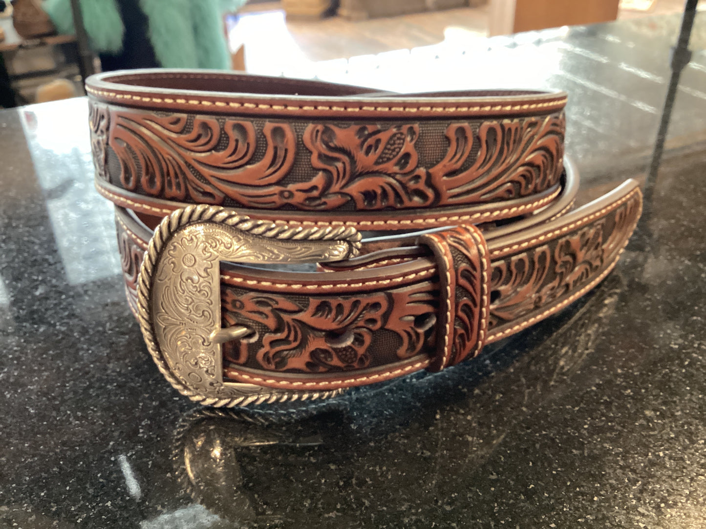 Nocona Floral Tool Brown Belt