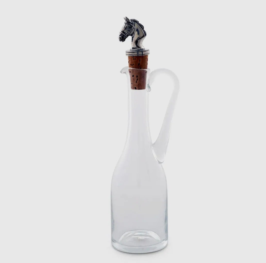 Cruet bottle with horse head cork stopper