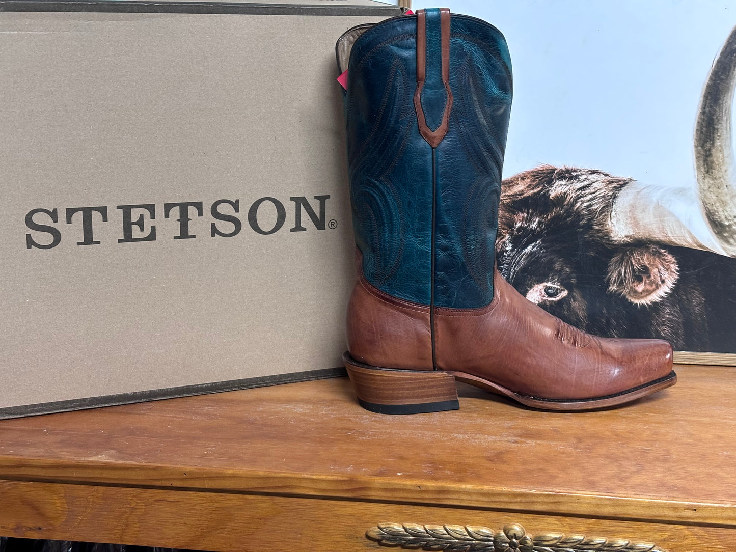 Stetson Jake Cognac & Navy Boots