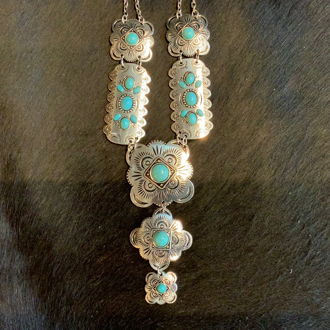 Multi Concho With Turquoise Necklace