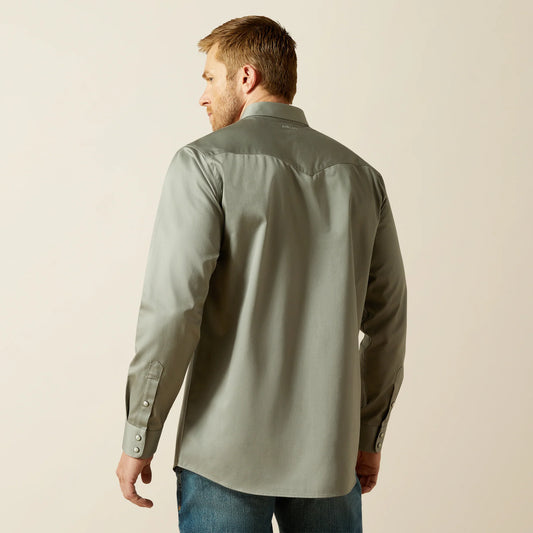 Men's Ariat Solid Grey Twill Fitted Shirt