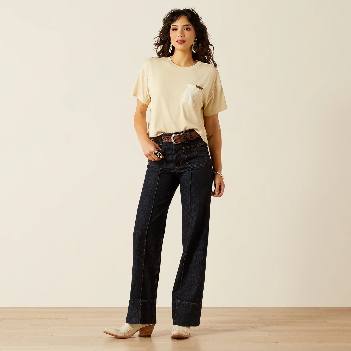 Ariat Ultra High Rise Tomboy Western Utility Wide Leg Jean