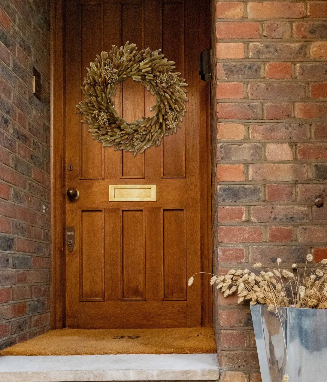 Golden Preserved Dried wheat grass harvest wreath 21”