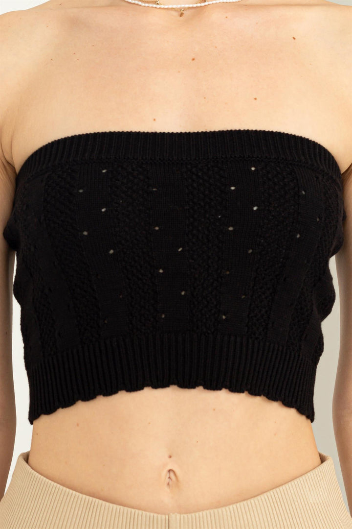 Buxom Babe Black Knit tube Top