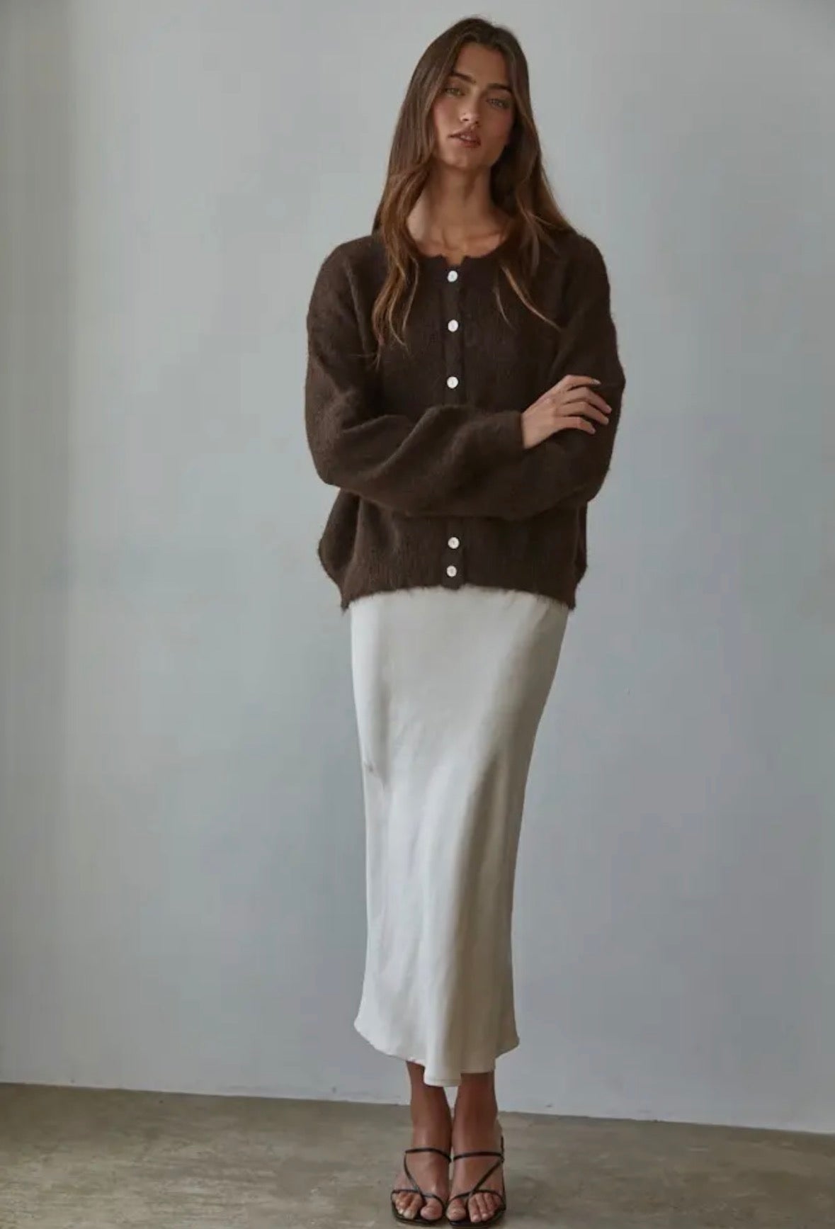 Walnut Knit Button Up Cardigan