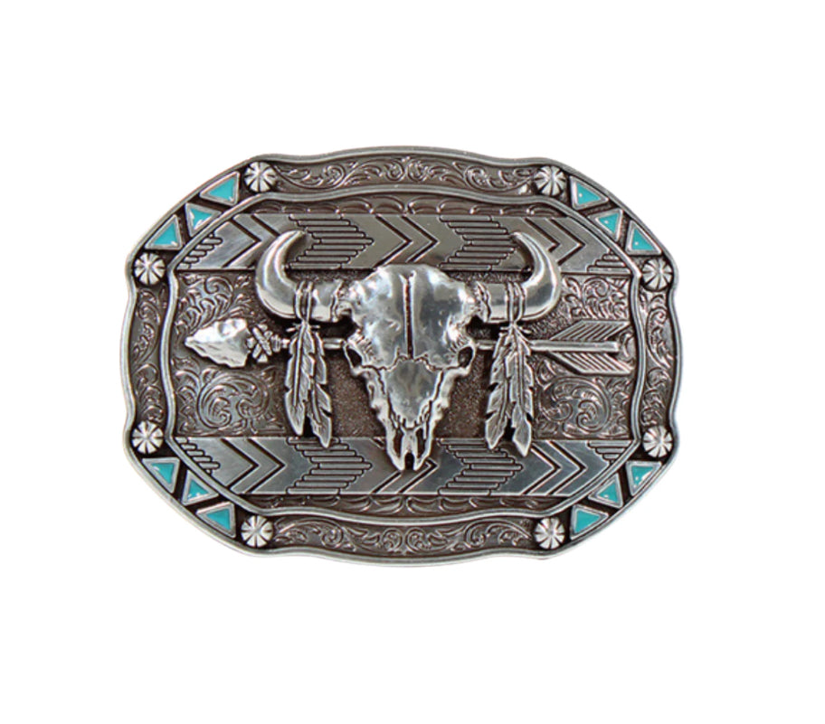 Arrow Scull and Feather Buckle