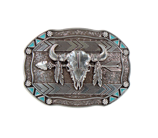 Arrow Scull and Feather Buckle