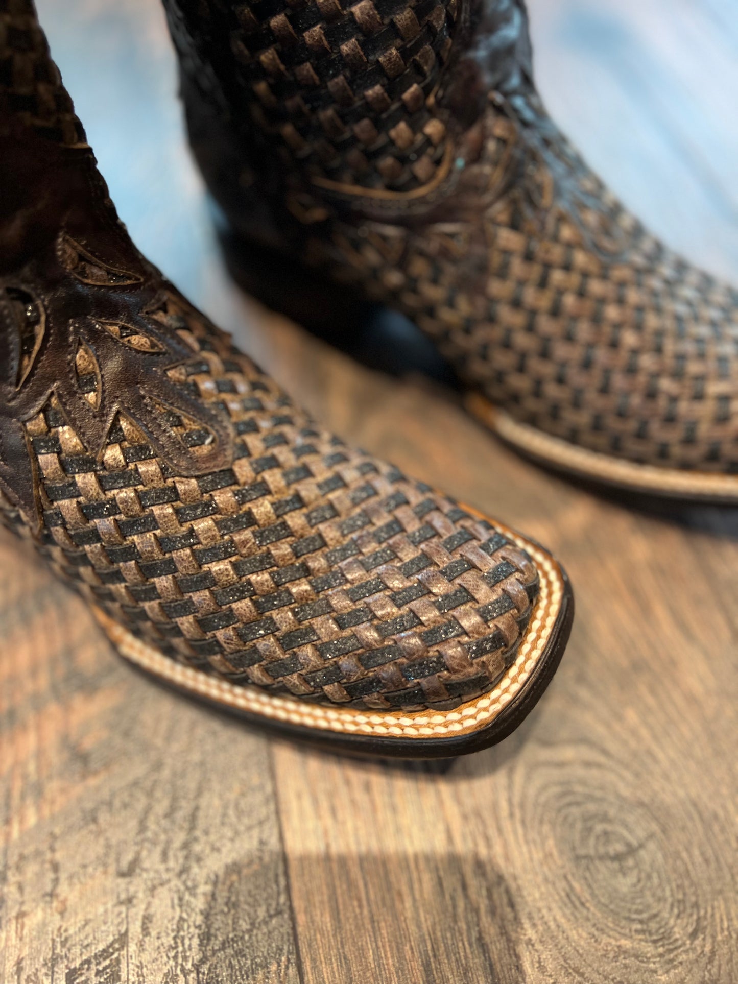 Chocolate Glitter Woven Boot