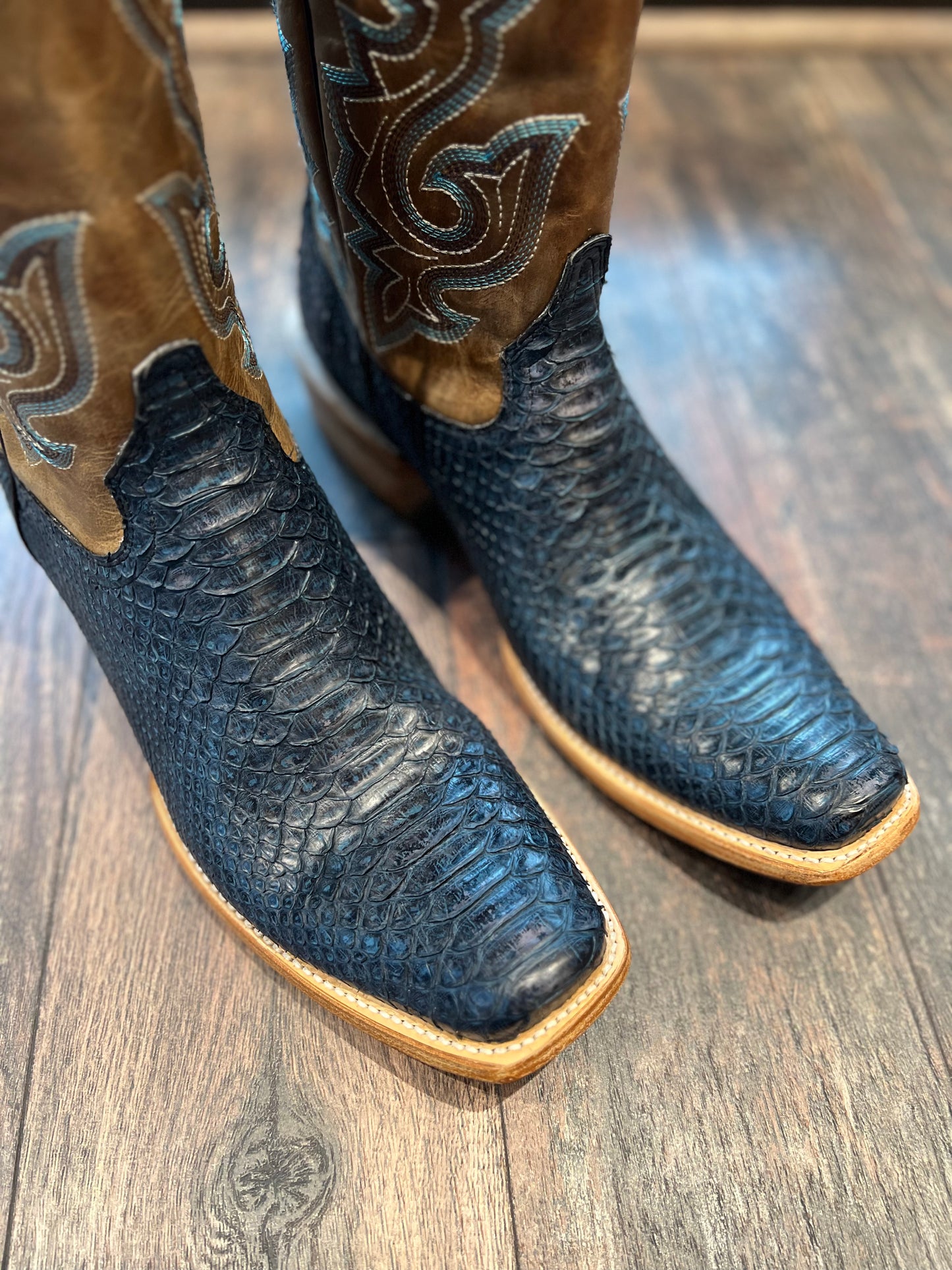 Men’s Blue-Brown Python Boot