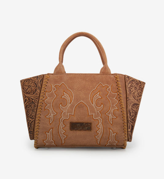 Wrangler Embroidered Boot Scroll Tote Bag Khaki