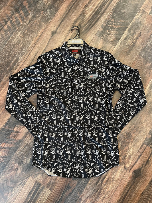 Tattoo Long Sleeve Men's Snap Up