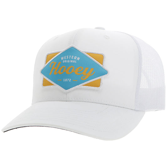 Hooey Diamond 6 Panel Trucker Hat White