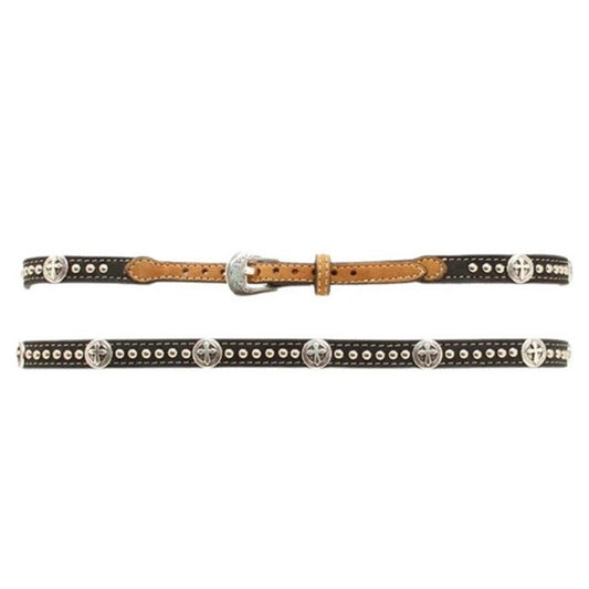 M&F BLACK/BROWN CROSS STUD HATBAND - ACCESSORIES OTHER