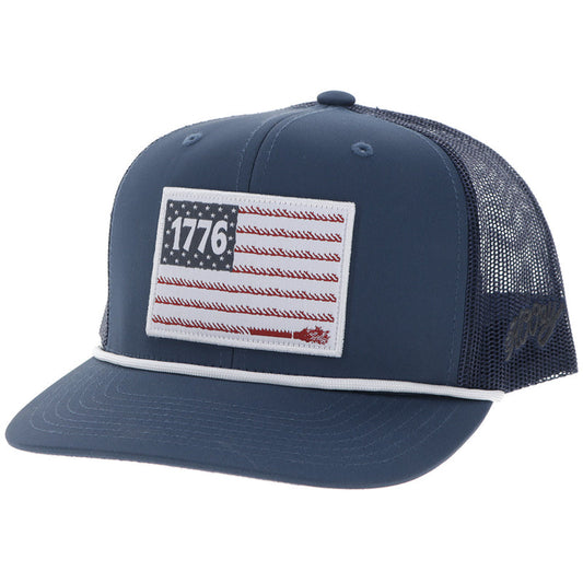 Hooey "Liberty Roper" Navy Blue w/ 1776 Flag Patch Hat