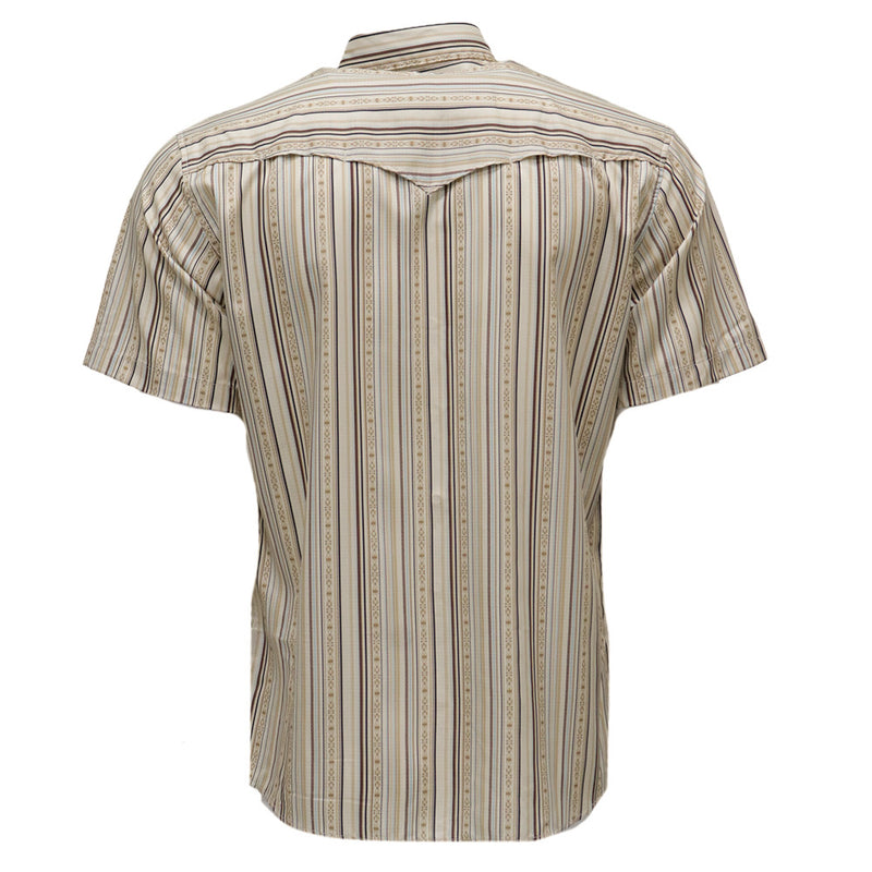 Hooey Sol Short Sleeve Pearl Snap Shirt Cream/Stripe