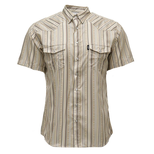 Hooey Sol Short Sleeve Pearl Snap Shirt Cream/Stripe