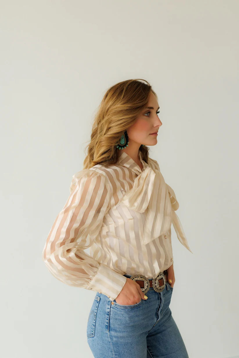 Tie Top, Cream Stripe