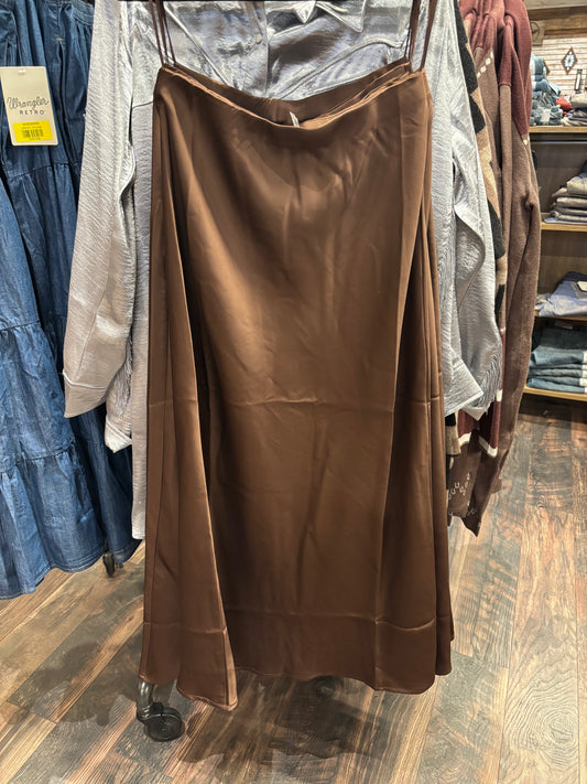 Dark Chocolate Silky Maxi Skirt