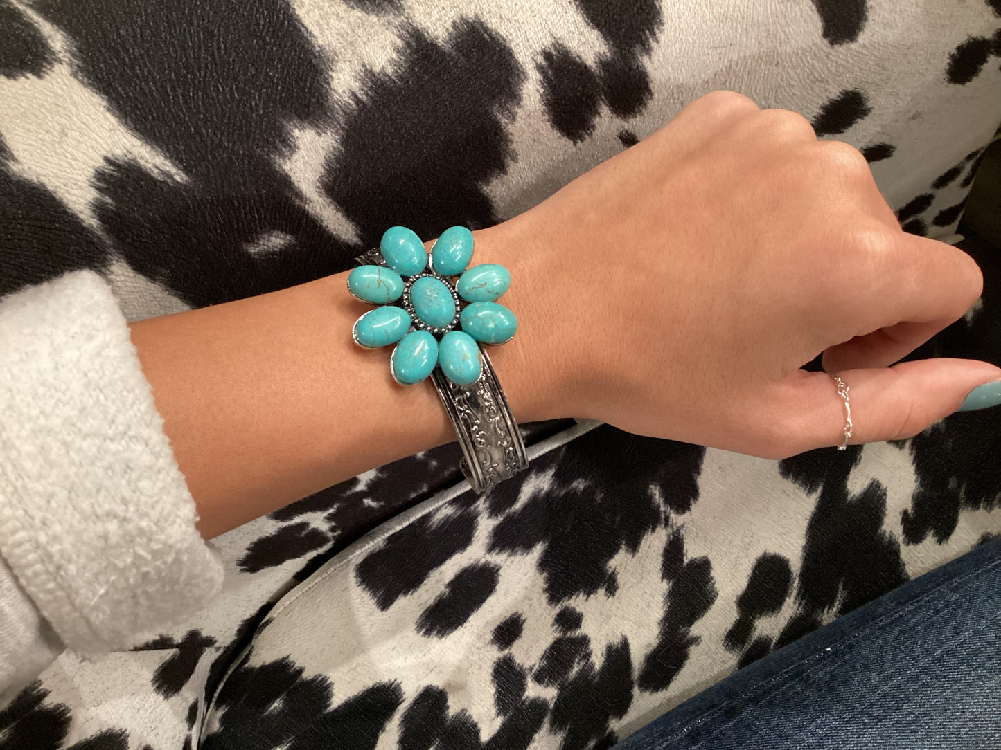 In Bloom Blue Cuff Bracelet