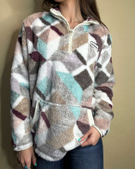 Sale ✨Hooey Cream Print Fleece Women's Pullover