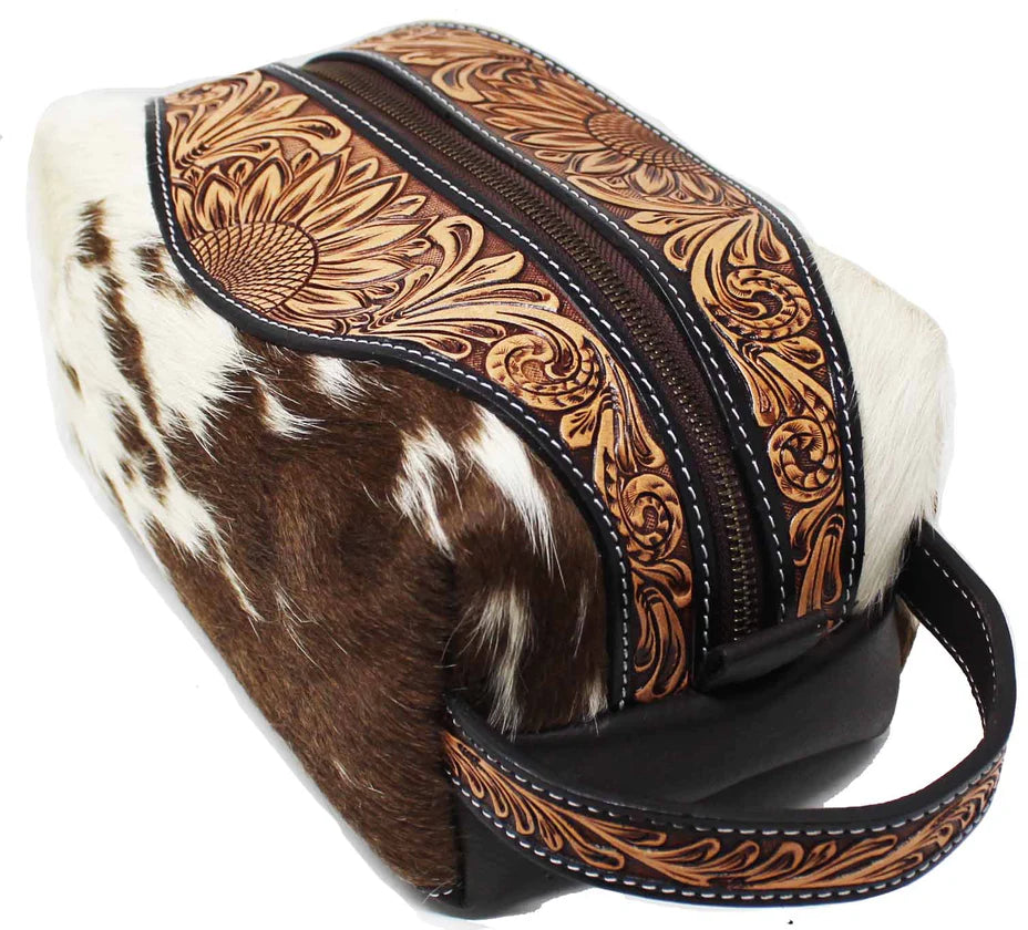 Tooled leather/cowhide travel toiletries bag Wiseman’s Western