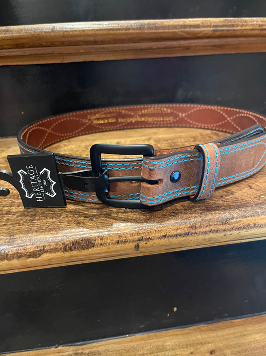 Heritage Leathers USA Blue Rodeo Belt