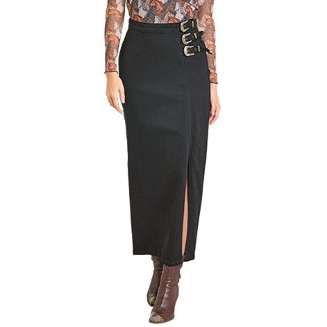 Bestie Black Denim Maxi Skirt