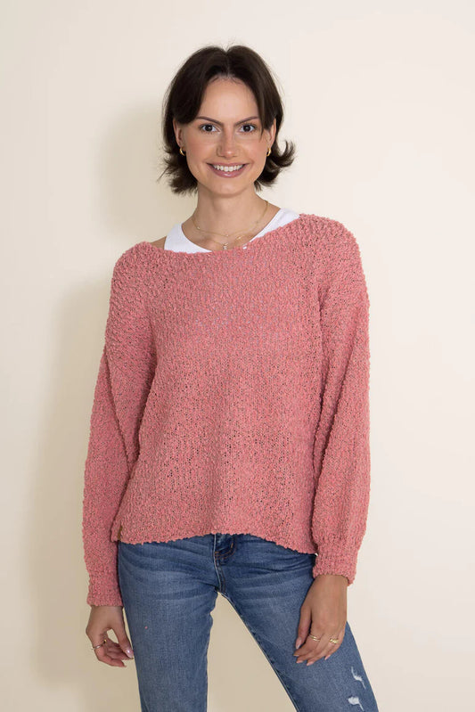 Pink Popcorn Crew Sweater Simply Southern