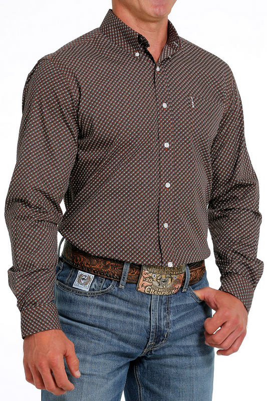 Cinch Men’s Brown Polka Dot Button Up