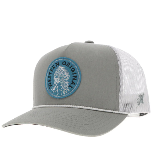 Quannah Hat Gray/White With Blue Logo