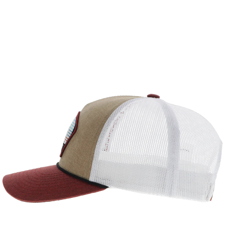 Punchy Hat Tan/White With Blue/Rust Patch