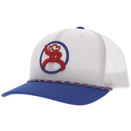 Strap Roughy Hat White With Red And Blue Patch