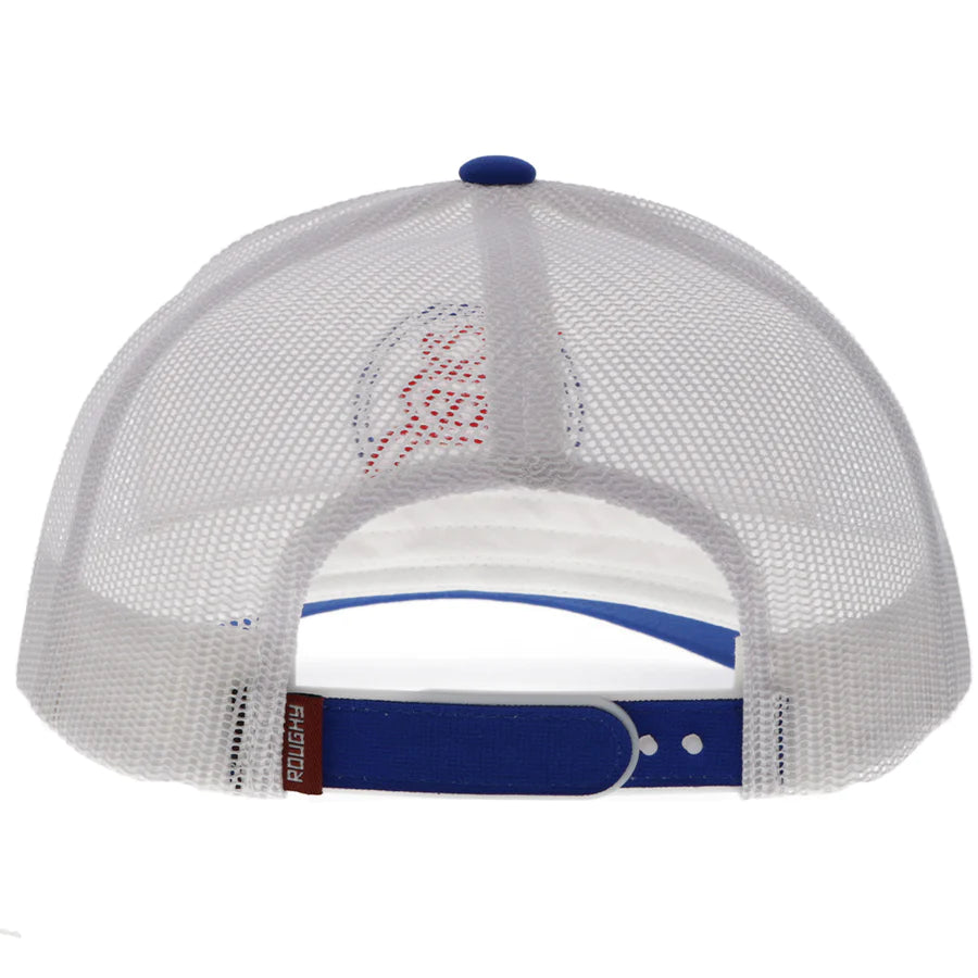 Strap Roughy Hat White With Red And Blue Patch