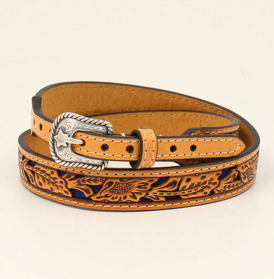 Twister Tooled Navy Leather Hat Band